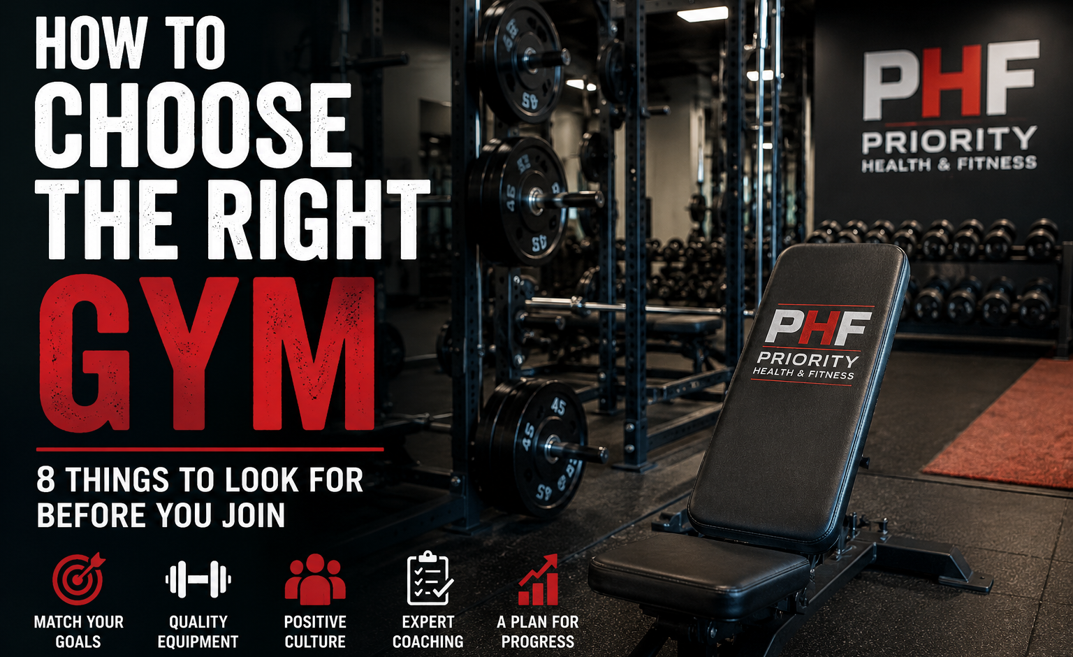 Priority Health & Fitness strength training gym featuring premium equipment and tips for choosing the right gym.