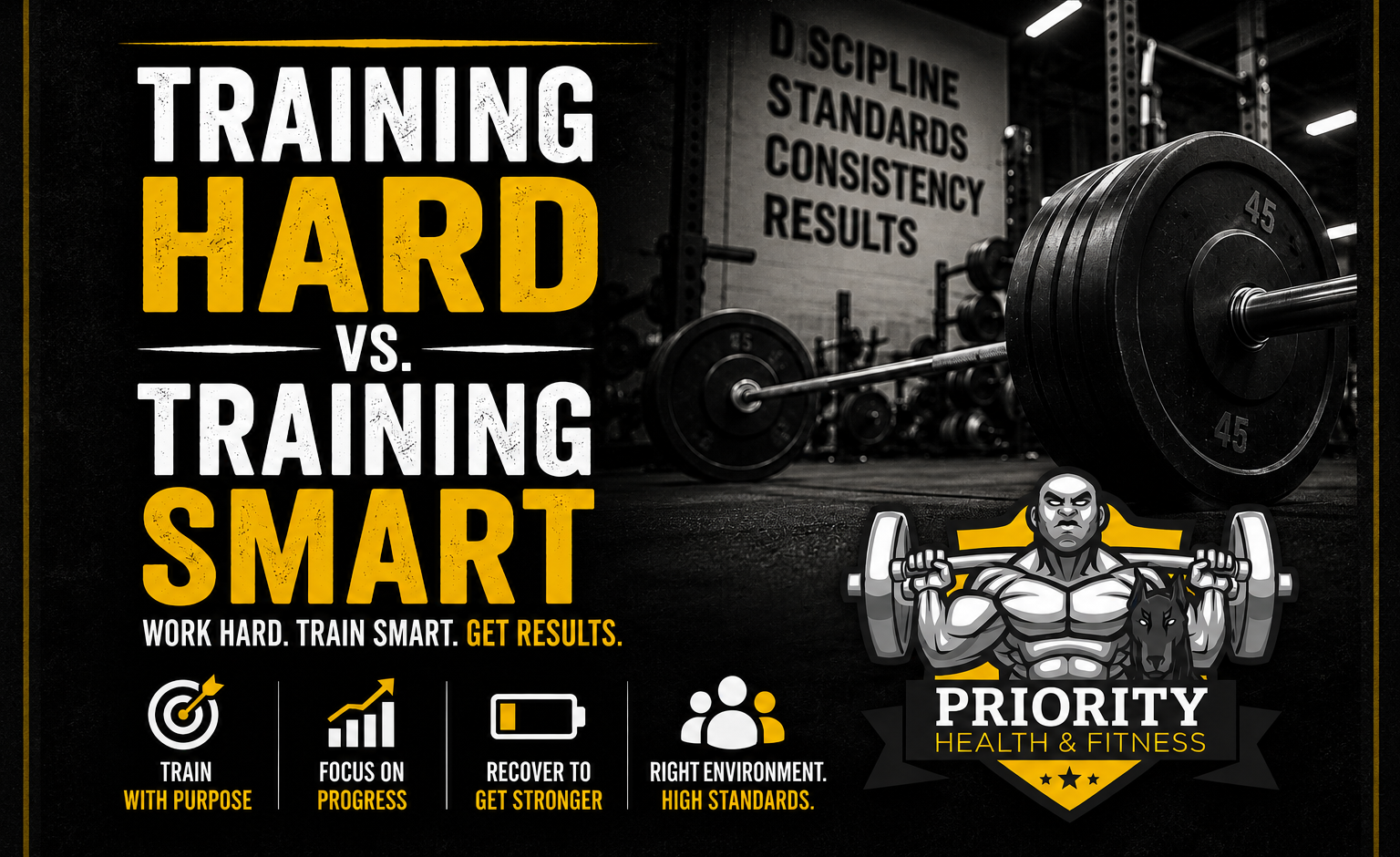 Training Hard vs Training Smart featured image for strength training blog by Priority Health & Fitness