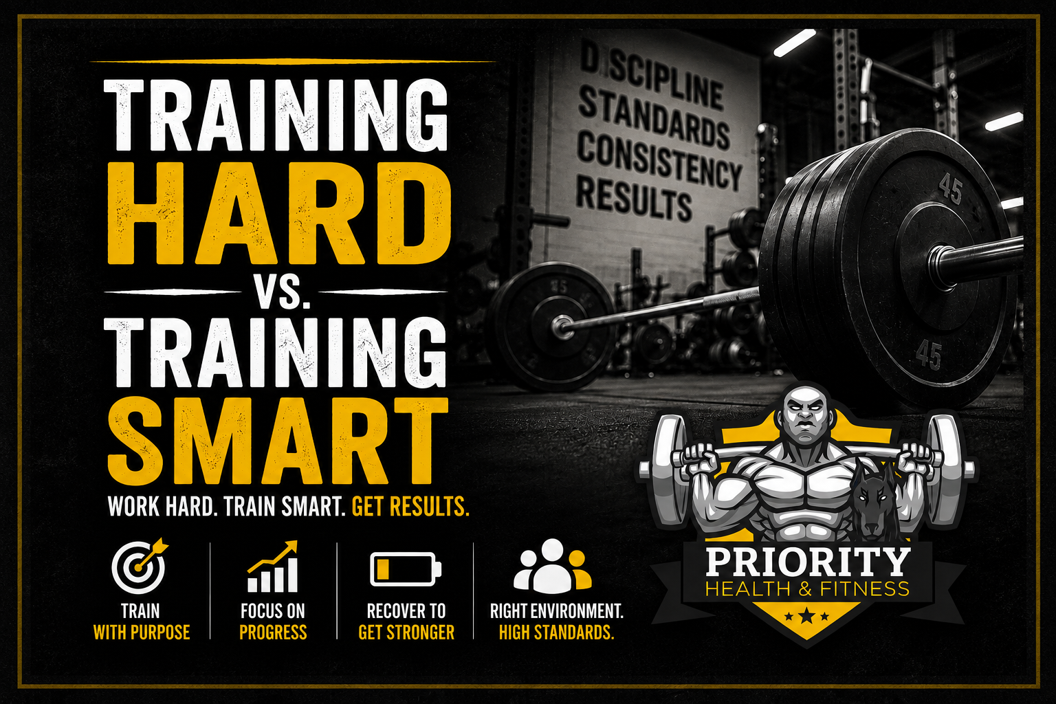 Training Hard vs Training Smart featured image for strength training blog by Priority Health & Fitness